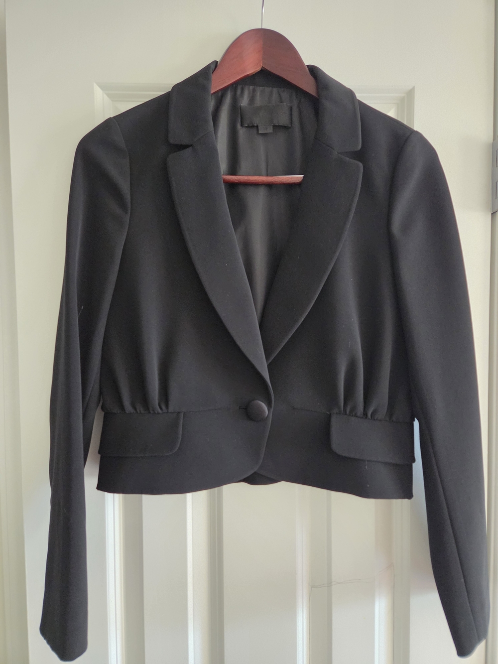 Jill Stuart Black Cropped Single-Button Blazer